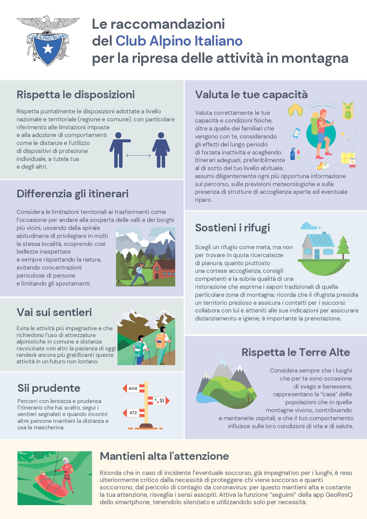 raccomandazioni cai attivita in montagna